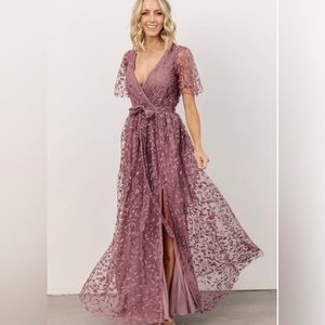 Embossed Maxi Dress - Lavender XS